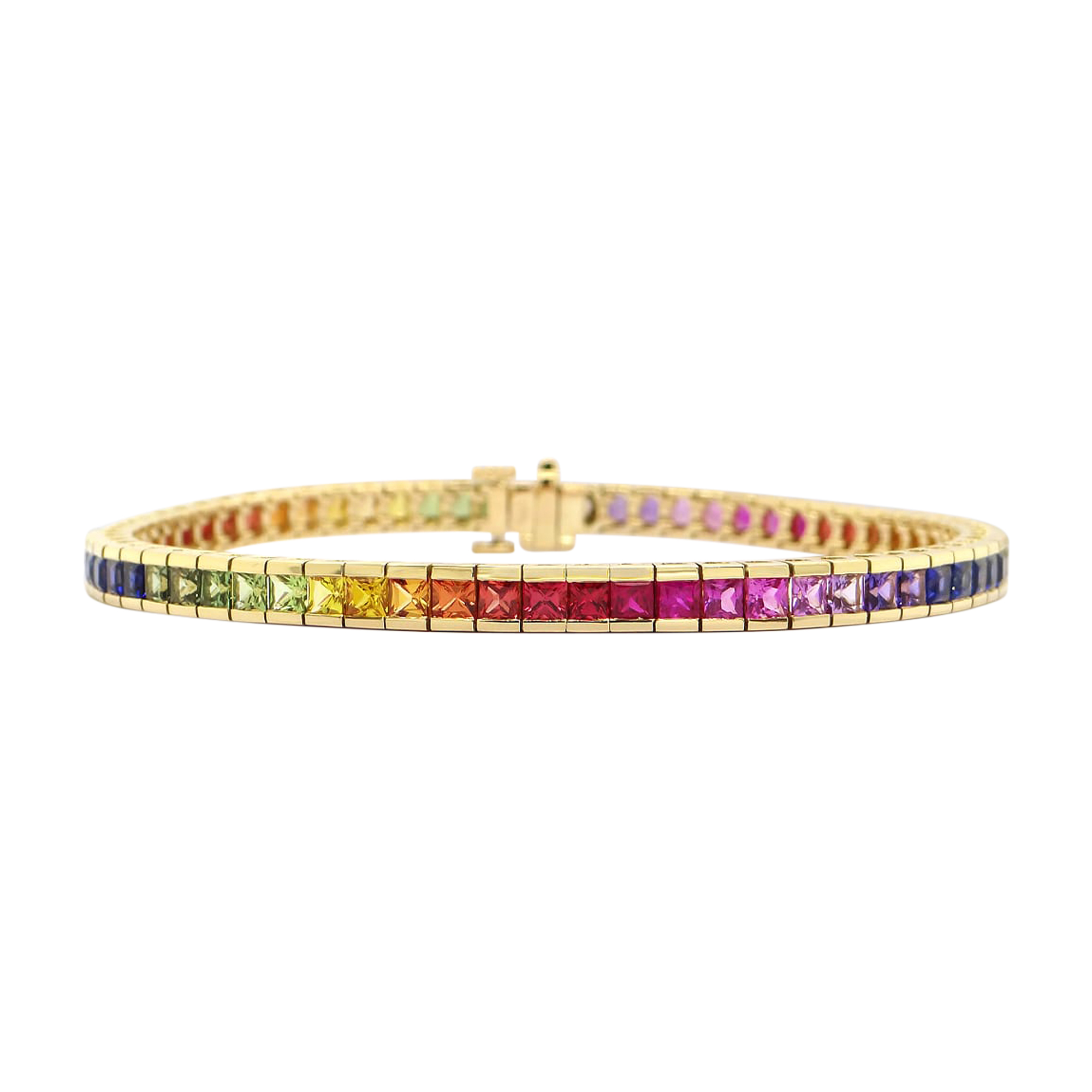 Rainbow Sapphire Yellow Gold Bracelet » John Start Jewellery